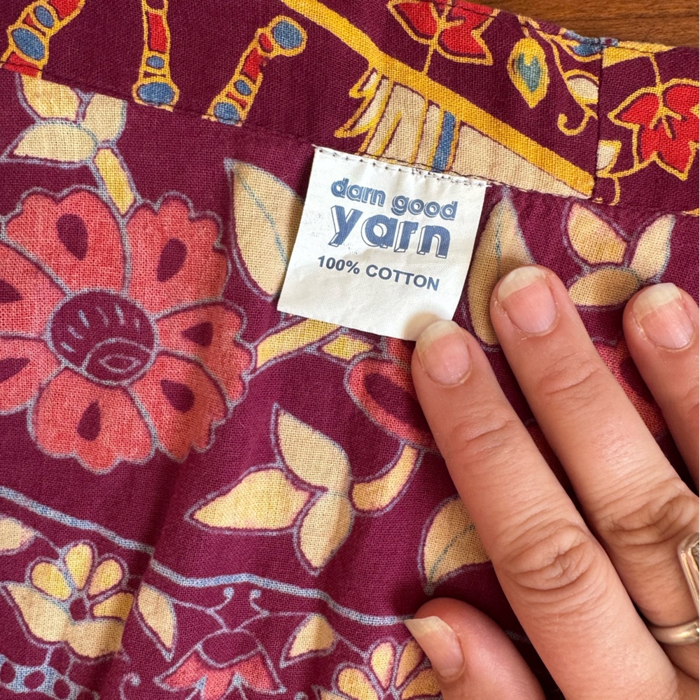 Darn Good Yarn 100% Cotton Boho Wrap Midi Skirt – Elephant and Camel Print - Picture 4 of 9
